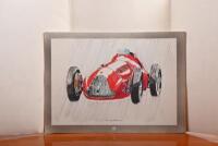 ALFA ROMEO: Two interesting ALFA ROMEO items. Rare folio of eight plates with colour illustrations of Alfa Romeo cars by Romolo Castiglione. ALFA ROMEO badge - 3