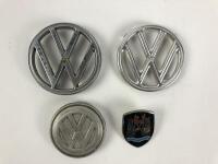 VOLKSWAGEN: Four&nbsp;Volkswagen items including three car&nbsp;badges and cap