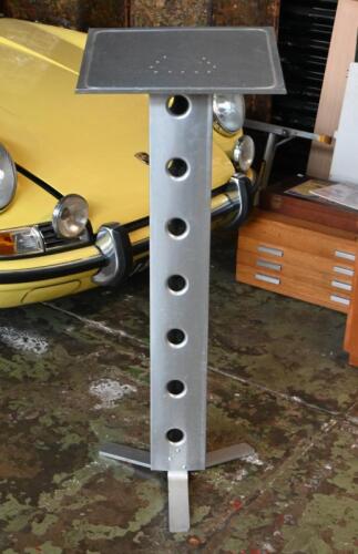 LECTERN: A aluminium fabricated lectern constructed by David Belford. Measures 112 cm high