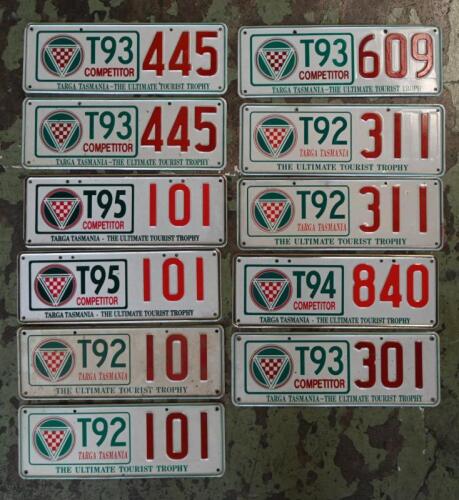 NUMBER PLATES: A group of ten 'TARGA TASMANIA' number plates