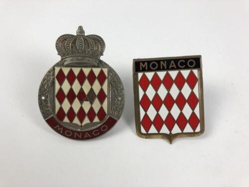 MONACO: Two country car badges from Monaco, both with argent and gules design