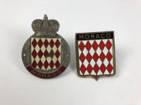 MONACO: Two country car badges from Monaco, both with argent and gules design
