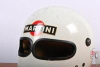 RACE WORN HELMET: A cool 1975 Bell race-worn helmet, 'RAC 1978 Code B' sticker to side of helmet with later applied Martini sticker - Ex-Neil Crang - 2