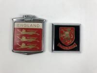 UNITED KINGDOM: Two country car badges from the United Kingdom