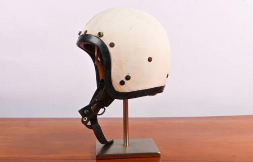 MOTORCYCLE HELMET: A white vintage&nbsp;AGV VALENCIA motorcycle helmet
