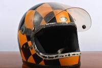 RACING HELMET: A Snell racing helmet hand painted with a yellow and black chequered&nbsp;theme - 2