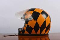 RACING HELMET: A Snell racing helmet hand painted with a yellow and black chequered&nbsp;theme - 3