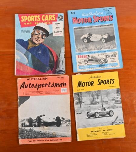 AUSTRALIAN MOTORING MAGAZINES: A group of four Australian motor racing magazines. 1950's issues of 'Australian MOTOR SPORTS' & June 1963 issue of 'AUSTRALIAN Autosportsman'