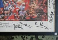2003 FOSTER'S AUSTRALIAN GRAND PRIX/BRDC: A 2003 Foster's Australian Grand Prix picture. Mounting with numerous signatures from '75 YEAR BRDC Celebration' including Sir Jack Brabham, Tony Gaze, Sir Jackie Stewart, Win Percy & Tim Schenken. With large '75 - 4