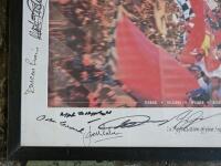 2003 FOSTER'S AUSTRALIAN GRAND PRIX/BRDC: A 2003 Foster's Australian Grand Prix picture. Mounting with numerous signatures from '75 YEAR BRDC Celebration' including Sir Jack Brabham, Tony Gaze, Sir Jackie Stewart, Win Percy & Tim Schenken. With large '75 - 5