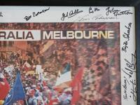 2003 FOSTER'S AUSTRALIAN GRAND PRIX/BRDC: A 2003 Foster's Australian Grand Prix picture. Mounting with numerous signatures from '75 YEAR BRDC Celebration' including Sir Jack Brabham, Tony Gaze, Sir Jackie Stewart, Win Percy & Tim Schenken. With large '75 - 7