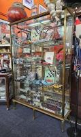 DISPLAY CASE: An early 20th century brass display case. Measures 200cm high, 134.5cm wide, 37.5cm deep - 2