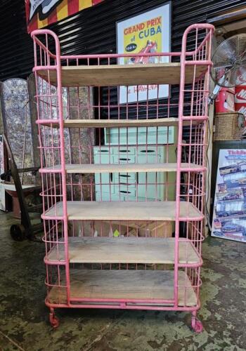 STORAGE RACK: A metal six shelf storage rack. Rack measures 165cm high, 93cm wide, 40cm deep