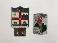 MELBOURNE: Two 1956 Olympic 'City Of Melbourne' car badges