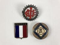 FRANCE: Three car club and country badges with French origins