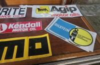 STICKERS: A collection of motoring and motor sport stickers. 'BILSTEIN - GAS PRESSURE SHOCK ABSORBERS', 'Kendall MOTOR OIL', 'Michelin', 'MOMO' - 5