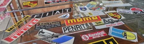 STICKERS: A group of motoring and motor sport adhesives. 'JOHN PLAYER SPECIAL', 'FIAT', 'KONI', 'Stewart-Ford' adhesives