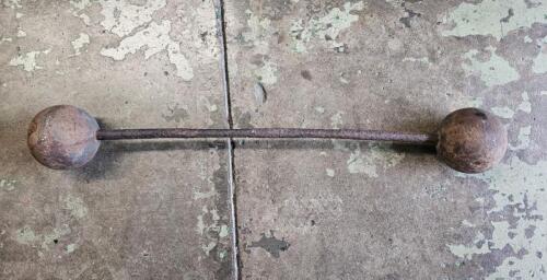 BARBELL: A vintage heavy iron barbell