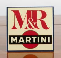 MARTINI: A circa 1970's/1980's M&R MARTINI sticker. Measures 13cm wide, 12.5cm high