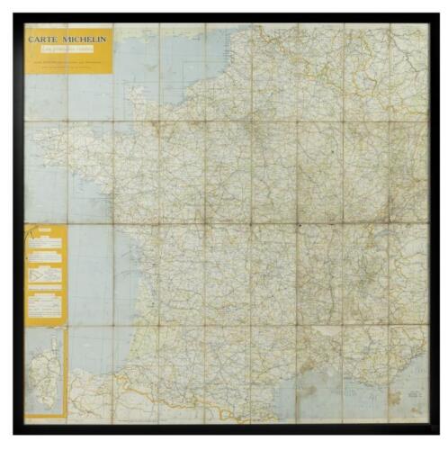 MICHELIN FRANCE: A framed 'CARTE MICHELIN' vintage cloth map of France