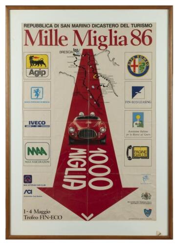 MILLE MIGLIA: An original May 1986 '1000 MIGLIA' promotional poster