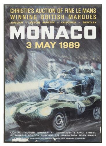 MONACO: A 3 MAY 1989, MONACO, CHRISTIE'S AUCTION OF FINE LE MANS WINNING BRITISH MARQUES' promotional poster