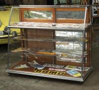 DISPLAY CASE: An attractive angled front display case. Measures 105cm high, 122cm wide, 55cm deep - 2