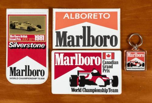 MARLBORO: Four Marlboro related items. 'Marlboro - World Championship Team' key ring & Marlboro Stickers