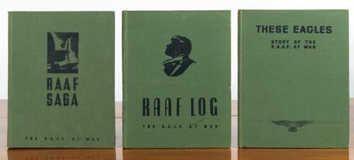 RAAF: Three interesting hardcover books detailing the RAAF during WWII. 'THESE EAGLES - STORY OF THE R.A.A.F. AT WAR' & 'RAAF LOG - THE R.A.A.F. AT WAR'. Each published AUSTRALIAN WAR MEMORIAL, CANBERRA, A.C.T