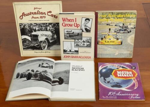 AUSTRALIAN MOTOR SPORT/MOTORING: A group of hard and soft bound books and magazine detailing Australian motor sport and motoring. 'When I Grow Up - AN AUTOBIOGRAPHY' by John Barraclough