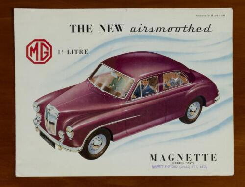 M.G: A 1955 'THE NEW air smoothed MG 1.5 LITRE MAGNETTE (SERIES "ZA") fold out brochure (Publication No.H. and E. 5544)