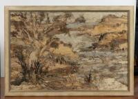 AUSTRALIANA: An Australian bark landscape picture depicting an Australian bush scene using paperback tree materials. Constructed by Ballyhoo Art