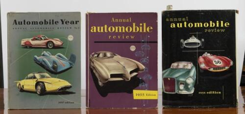AUTOMOBILE YEAR: Three consecutive editions of 'ANNUAL AUTOMOBILE REVIEW' and 'AUTOMOBILE YEAR'. Issues include 1955 (No.2), 1956 (No.3) & 1957 (No.4)