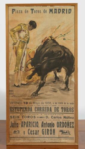 BULLFIGHTING: A Spanish 1956 'Plaza de Toros de MADRID' bullfighting promotional poster