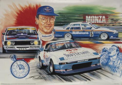 MOFFAT: A colour illustration poster commemorating eighteen years of association between Rothmans of Pall Mall and Allan Moffat by G.McNeill from 1995