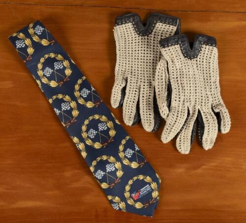 DRIVING GLOVES/TIE: A pair of unworn DENTS driving gloves & 1997 QANTAS AUSTRALIAN GRAND PRIX Davenport tie