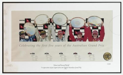 AUSTRALIAN GRAND PRIX: A Limited Edition colour picture - 'Celebrating the first five years of the Australian Grand Prix' - picture features the first five winning drivers of the Australian Grand Prix, Melbourne. Numbered '73'/400