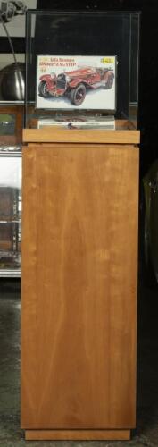DISPLAY CABINETS: Two superb display cabinets. Believed to have been built for an exhibition at the National Gallery in Canberra; each measures 150.5cm high, 39cm square