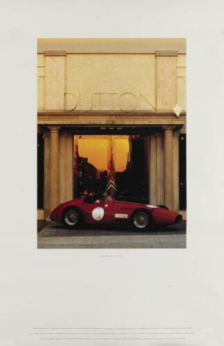 DUTTONS: Two 'MAKE MINE RARE' JEFF DUTTON, DUTTON posters featuring the Dutton showroom at 525 Church St, Richmond. Posters feature a Maserati 250F & 1952 Ferrari 250MM Spyder with coachwork by Vignale