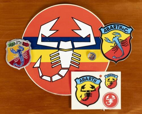 ABARTH: A group of ABARTH adhesives, embroidered ABARTH badge & ABARTH pin badge