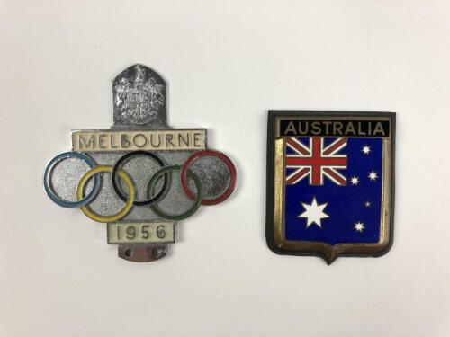 AUSTRALIA: Two Australian car badges. 1956 Melbourne Olympics badge