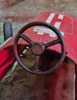 FERRARI: A rare 1950s childs' pedal Ferrari racing car by Morellet Guerineau, French, likely modelled on a Ferrari 375 F1, pressed metal body, very original, 110cm long - 4