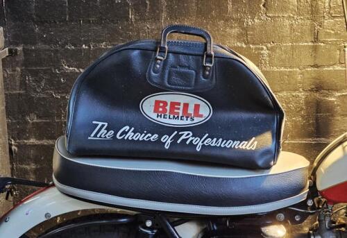 HELMET BAG: A circa 1970's black BELL HELMETS - 'The Choice of Professionals' larger helmet bag