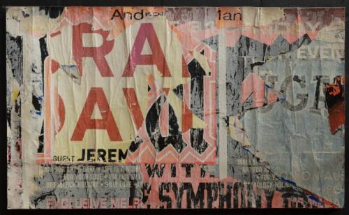 DECOLLAGE: A decollage of old billboard advertising material, by unknown Melbourne grafitti artist
