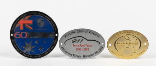 356 ANNIVERSARY: Three Australian Porsche 356 Register anniversary badges including 40,50 & 60 year annual parades