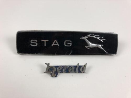 TRIUMPH: Two Triumph car badges including 'herald' and 'STAG'
