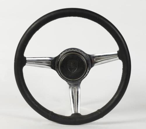 356: A Porsche 356B/C steering wheel with fitted horn button, overall diameter 37cm