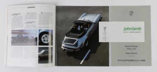 PORSCHE MODEL RANGE: A 1985 PORSCHE model range sales brochure & 1986 Model Range Price List
