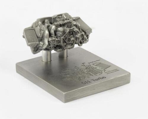 911 TURBO: A superb small steel desk model of a Porsche 911 Turbo engine by Variata
