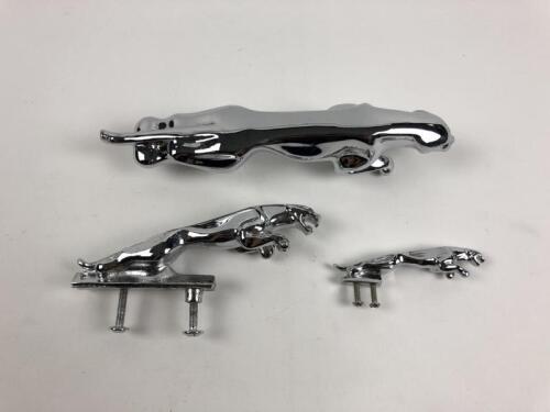 JAGUAR: Three chrome Jaguar mascots in various sizes